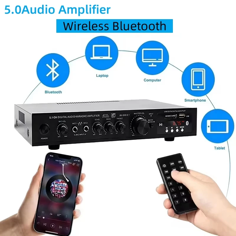 Home Cinema Sound System - AV-369BT 블루투스 5.1 사운드 스피커 AMP