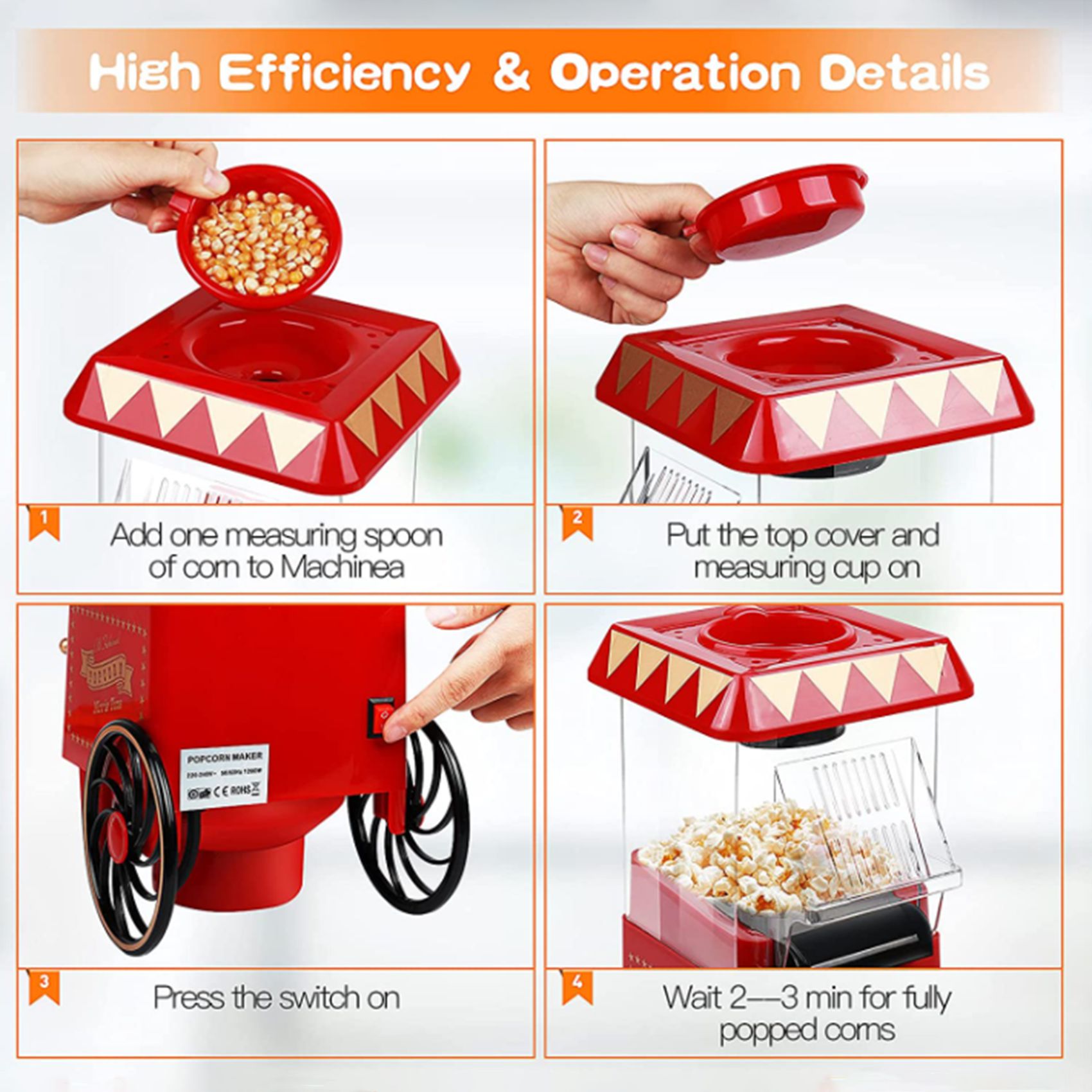 Popcorn Machine Home - A69X-팝콘 메이커, 뜨거운 공기 팝콘 기계