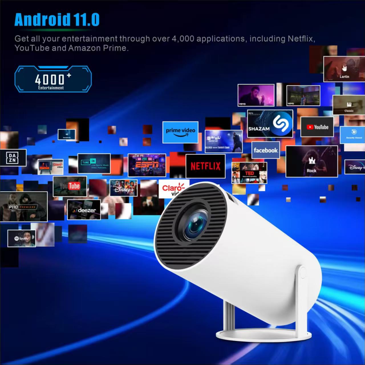 Home Cinema Mini - 미니 HY300 휴대용 프로젝터 안드로이드 11