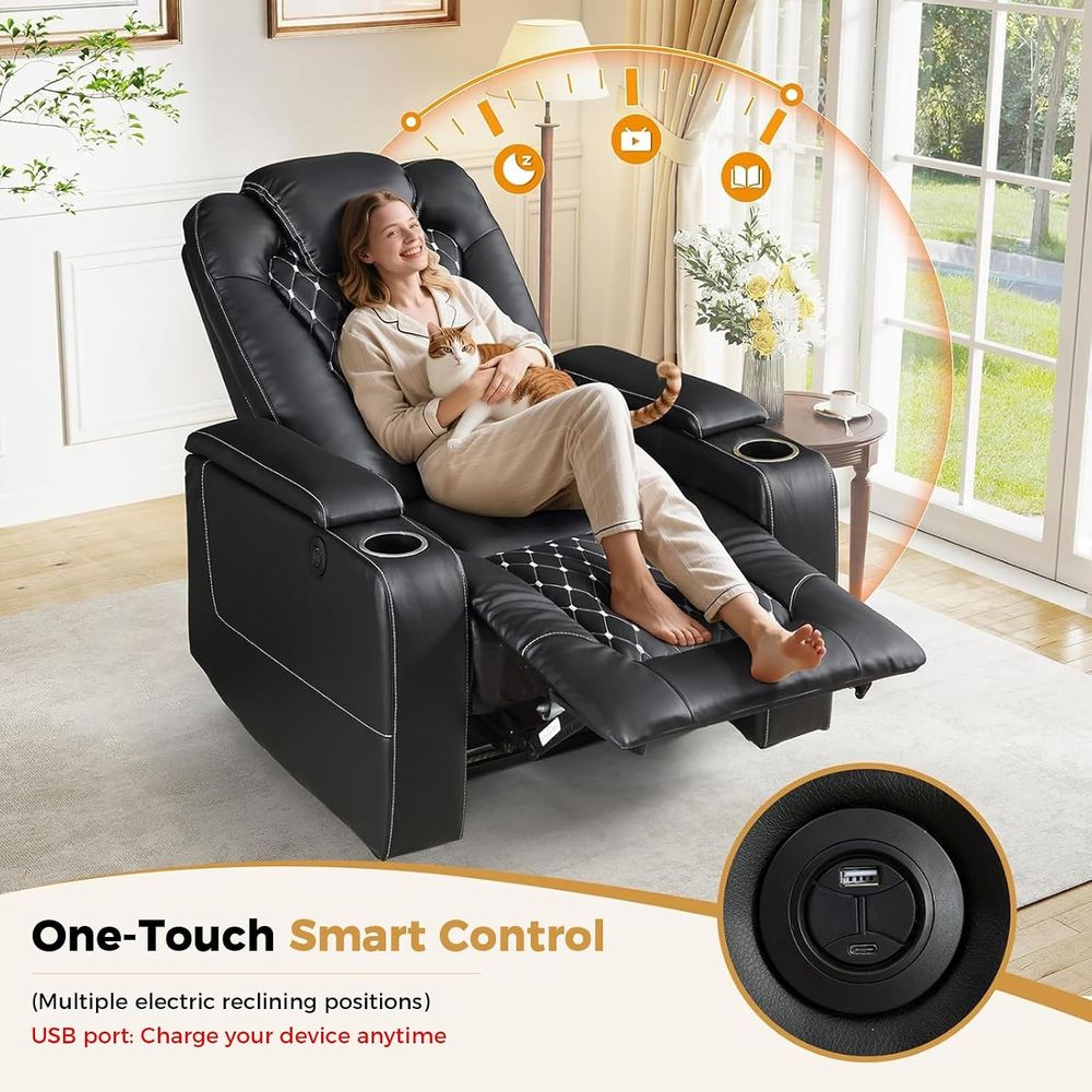 USB 포트와 컵홀더가 있는 전동 리클라이너 의자 -  - Home Cinema Recliner Chairs 리뷰 및 가격